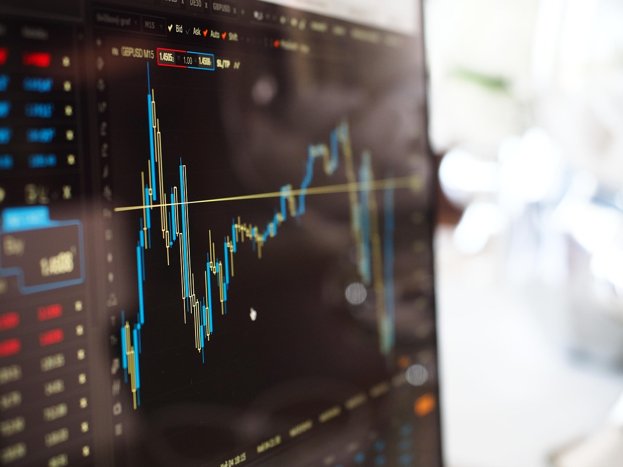 A financial chart showing an upward trend in interest and percentage yield.