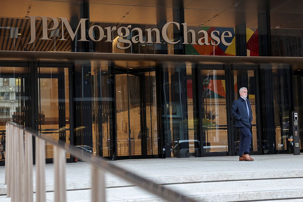 The corporate signage for JPMorgan Chase, representing institutional fund providers.