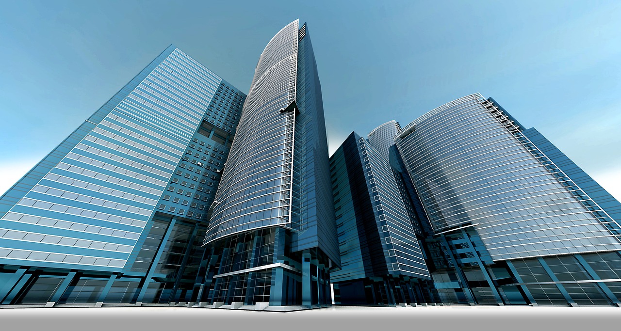 Modern skyscrapers and banking headquarters at Raffles Place, Singapore.
